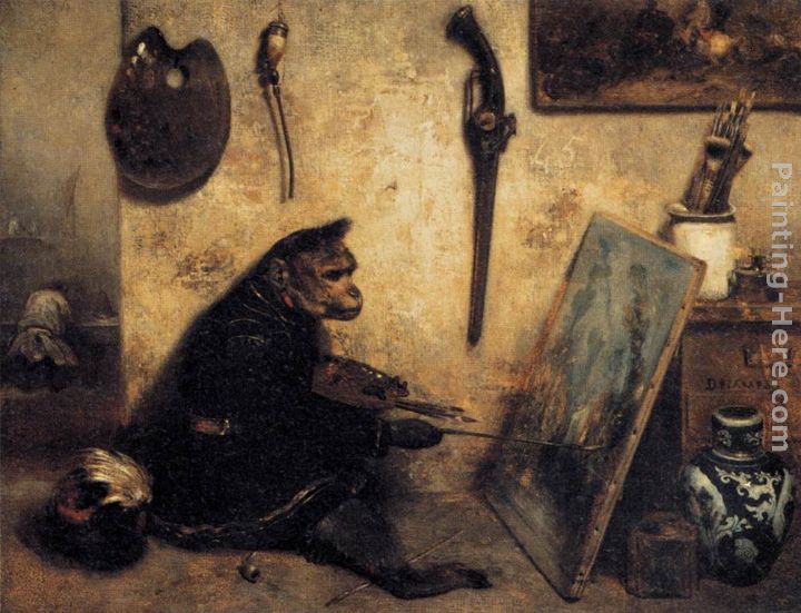 The Monkey Painter painting - Alexandre-Gabriel Decamps The Monkey Painter art painting